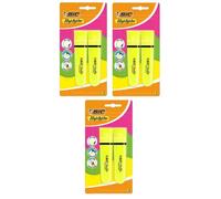 Lot De 6 Surligneurs Bic Highlighter Jaune Fluo Pointe Biseautée Modulable (1,2 Mm-4,6 Mm)