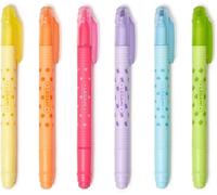 Lot De 6 Surligneurs Effaçables, Magic Highlighters, Double Pointe Pour Surligner Et Effacer, Pour Traits Fins Et Épais, Jaune, Orange, Rouge, Violet, Bleu Clair, Vert