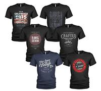 Lot de 6 t-shirts décontractés, pour hommes, impression à l'avant et col rond, en denim, peuvent être portés avec des jeans, Collection #3, XXL