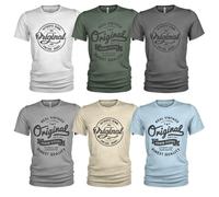 Lot de 6 t-shirts décontractés, pour hommes, impression à l'avant et col rond, en denim, peuvent être portés avec des jeans, Jeans Tees #2, M