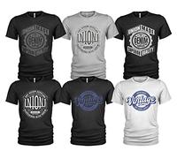 Lot de 6 t-shirts décontractés, pour hommes, impression à l'avant et col rond, en denim, peuvent être portés avec des jeans, L