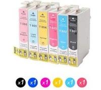 Lot de 6 T0801,T0802,T0803,T0804,T0805,T0806 Cartouches d'encre compatible avec Epson Stylus RX560 R265 R360 Multicolore