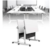 Lot de 6 tables de conférence pliables portables sur roulettes pour bureaux, salles de formation, événements et espaces de travail - Rangement et installation faciles, design durable