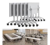 Lot de 6 tables de conférence pliantes de 1,8 m - Tables d'entraînement de bureau mobiles avec roues silencieuses, alliage d'aluminium, parfaites pour une utilisation en salle de classe et de réunion