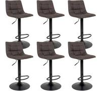 MAGNUS - Lot de 6 Tabourets Acier et Tissu Gris - Altobuy Gris
