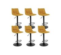 MAGNUS - Lot de 6 Tabourets Acier et Tissu Jaune Moutarde -