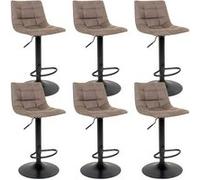 MAGNUS - Lot de 6 Tabourets Acier et Tissu Marron Clair -