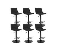 MAGNUS - Lot de 6 Tabourets Acier et Tissu Noir -