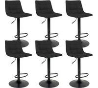 MAGNUS - Lot de 6 Tabourets Acier et Tissu Noir -