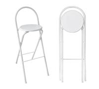 Lot de 6 tabourets de bar pliants à dossier haut réglable en hauteur 60/65/70/75 cm, charge maximale de 125 kg, tabouret de comptoir de cuisine, blanc portable et design élégant