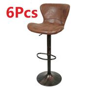 Lot de 6 tabourets de bar style vintage en simili cuir et métal - JEOBEST - Marron