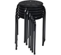 Lot de 6 Tabourets Empilables COSTWAY - 30 x 40,5 cm (Dia x H), Cadre en Métal pour Salon, Cuisine, Bistro Noir