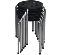 Lot de 6 Tabourets Empilables COSTWAY - Cadre en Métal Joint en Forme de X - Gris Foncé