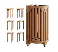 Lot de 6 tabourets empilables - Matériau en bois massif, durable et peu encombrant, faciles à ranger, sûrs et robustes pour la maison ou le bureau