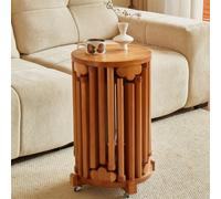Lot de 6 tabourets empilables ronds en bois avec roulettes, table basse polyvalente pour salon, cuisine, chambre à coucher, balcon