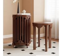 Lot de 6 tabourets empilables ronds en bois avec roulettes, tables gigognes multi-usages pour salon et entrée, pas de montage nécessaire