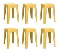 Toilinux.com Lot de 6 tabourets empilables Spectra - Jaune