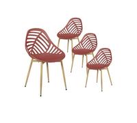 SAORI - Lot de 4 Chaises de Jardin Coque Plastique Ajourée Terracotta Pieds Métal - Altobuy Terracotta