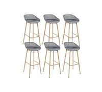 TRESSIE - Lot de 6 Tabourets Gris Pieds Effet Bois Verni - Altobuy Gris