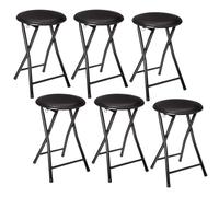 Lot De 6 Tabourets Pliants En Pvc - Noir Noir
