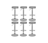 Lot de 6 Tabourets Réglables Simili Gris - SMIDO -