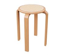 Lot de 6 tabourets ronds en bois - Chaises de salle à manger empilables en rotin pour cuisine et salon, meubles d'entrée élégants, sièges d'appoint polyvalents