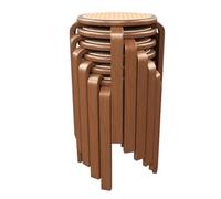 Lot de 6 tabourets ronds en bois - Chaises de salle à manger empilables en rotin pour cuisine et salon, meubles d'entrée élégants, sièges d'appoint polyvalents