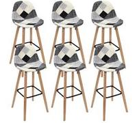 MOZAIK - Lot de 6 Tabourets Scandinaves Noirs et Blancs - Altobuy Blanc