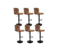 JULIO - Lot de 6 Tabourets Simili Marron Camel - Altobuy Marron