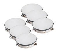 Lot de 6 tambourins à main de 15 cm - Tambour à une rangée de percussions en bois - Instruments portables pour yoga, méditation, église, danse, karaoké et activités de musique en groupe