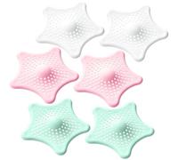 Lot de 6 tamis de vidange en silicone pour douche | Étoile de mer attrape-cheveux avec ventouse pour douche, baignoire, lavabo et cuisine