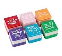 Lot de 6 tampons carrés de motivation pour enseignants et enfants, couleurs assorties, sûrs et durables, 25 mm x 15 mm, pour stimuler et s'amuser dans l'apprentissage (6, espagnol)