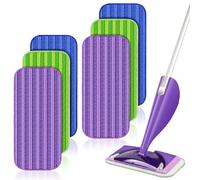 Lot de 6 tampons de rechange réutilisables compatibles avec les serpillères Swiffer Wet Jet Mop - Recharges de rechange lavables pour nettoyage de sols en bois dur