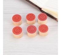 Lot de 6 tampons en caoutchouc pour la fabrication de cartes, 3 x 3 x 2,5 cm, motif fleur en dentelle et bois, forme carrée