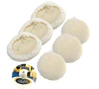 Lot de 6 tampons en laine pour polisseuse de voiture 6/12 pièces 17,8 cm avec fermeture à crochet pour cirage et finition de carrosserie