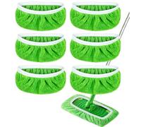 Lot de 6 tampons réutilisables en microfibre compatibles avec les recharges Swiffer Sweeper - Lavables - Recharges pour chiffons humides et secs - Tête de balai de rechange pour nettoyage domestique