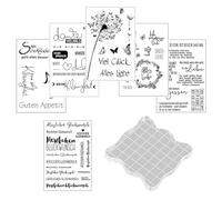 Lot de 6 tampons transparents et 1 tampon autocollant en silicone - Tampons faits à la main - Tampon d'anniversaire et de mariage - Utilisé pour le bricolage, le collage et le bricolage