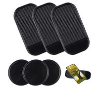 Lot de 6 tapis antidérapants pour tableau de bord de voiture, tapis de fixation en silicone, avec forte adhérence, pour décoration de voiture, lunettes, téléphone portable (rond, rectangulaire)