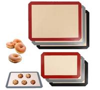 Lot de 6 tapis de cuisson en silicone réutilisables, antiadhésifs, tapis en silicone de qualité alimentaire pour la cuisson, plaque de cuisson au four pour la fabrication de cookies, macarons, pain