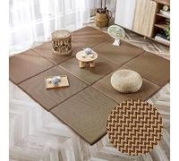 Lot de 6 tapis de sol japonais pliables et antidérapants pour l'été, en rotin, avec sac de rangement, idéal pour salon, chambre à coucher et activités de jeu (motif C, 50 x 50 cm)