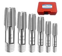 Lot de 6 tarauds BSP de 2,5 cm, 3/4", 1/2", 3/8", 1/4", 1/8", en acier au carbone, ensemble de tarauds de plomberie pour filetage précis, assortiment d'outils de coupe de filetage.