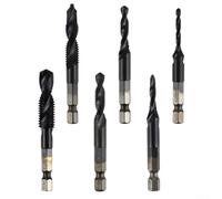 Lot de 6 tarauds composites en acier rapide pour perçage du bois avec tige de 35,6 cm à M10 organisés dans une boîte de rangement en plastique