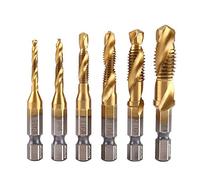 Lot de 6 tarauds hélicoïdaux métriques en acier rapide avec revêtement en titane M3 M4 M5 M6 M8 M10,enduit de titan, métrique HSS, bureau hexagonal, forage de fil, ensemble d'outils