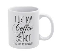 Lot de 6 tasses à café blanches, « J'aime mon café chaud comme mon mari », décoration de bureau, plaque décorative pour cuisine, panneau de café amusant, décoration d'intérieur de ferme, art de décora