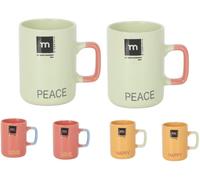 Lot De 6 Tasses À Café En Céramique ¿ Motifs Colorés D'amour, De Paix Et De Bonheur Pour Expresso, Coupe, Latte, Cappuccino ¿ Love & Peace Usage Quotidien Ou Cadeau ¿ Lot De 6 Tasses À Café