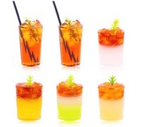 Lot de 6 tasses à café glacé miniatures pour maison de poupée, mini boissons pour maison de poupée, petites tasses pour mini accessoires de cuisine, mini café