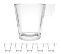 Lot de 6 tasses à café · Grandes tasses de 23 cl · Verre transparent (Lungo · Avec lait)