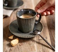 Coffret de 6 tasses à café avec sous tasses Liv bleu 9 cl - Table Passion