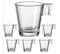 Lot de 6 tasses à café · Petites tasses de 8 cl · Verre transparent (expresso · coupé)