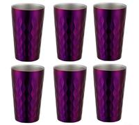 Lot de 6 tasses à eau empilables à double paroi en acier inoxydable de 330 ml, adaptées pour les activités de plein air et un usage domestique (violet)